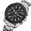 Чоловічий годинник Skmei 9253SIBK Silver-Black з хронографом та металевим браслетом