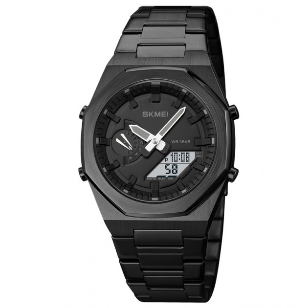 Чоловічий годинник Skmei 1816BKBKWT Black-Black-White зі стрілково-електронним циферблатом