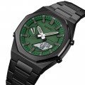 Чоловічий годинник Skmei 1816BKGNWT Black-Green-White з комбінованим циферблатом та металевим браслетом