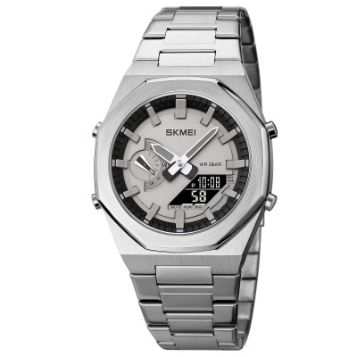 Чоловічий годинник Skmei 1816SIBK Silver-Black зі стрілково-електронним циферблатом та підсвічуванням