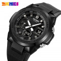 Чоловічий годинник Skmei 2105BK Black з комбінованим циферблатом та підсвічуванням