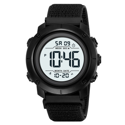 Чоловічий спортивний годинник Skmei 2497NBKWT Black-White з нейлоновим ремінцем та підсвічуванням