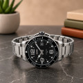 Чоловічий класичний годинник Skmei 9278BK Black з металевим браслетом та мінеральним склом