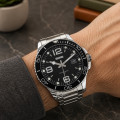 Чоловічий класичний годинник Skmei 9278BK Black з металевим браслетом та мінеральним склом