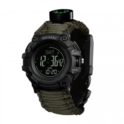 Чоловічий тактичний годинник Skmei 1356AGPK Army Green з компасом та крокоміром