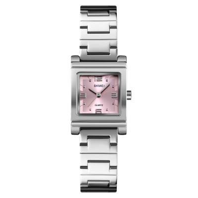 Жіночий годинник Skmei 1388PK Pink з рожевим циферблатом та сріблястим браслетом