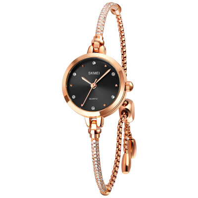 Жіночий наручний годинник Skmei 1805BK Black у кольорі Рожеве золото з мінеральним склом