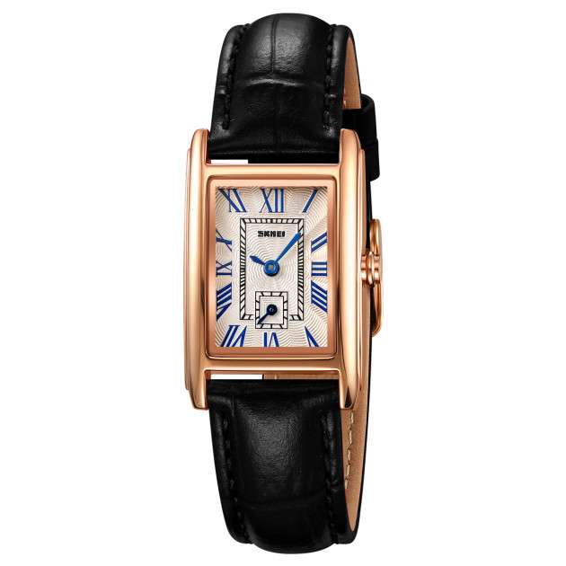 Жіночий годинник Skmei 2297RGBK Rose Gold-Black з кварцовим механізмом та шкіряним ремінцем
