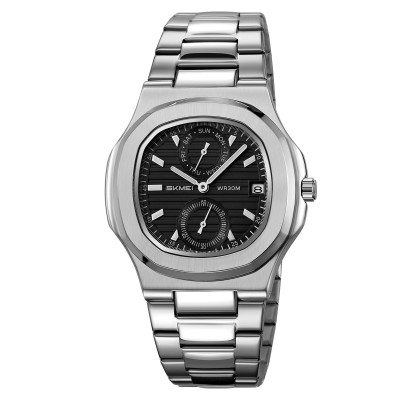 Чоловічий наручний годинник Skmei 2423SIBK Silver-Black з хронографом та календарем
