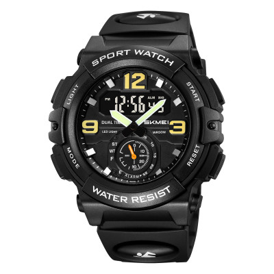 Чоловічий спортивний годинник Skmei 2341BK Black з комбінованим циферблатом та водозахистом 5 ATM