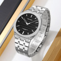 Чоловічий класичний годинник Skmei 9372SIBK Silver-Black зі сріблястим браслетом та мінеральним склом