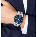 Чоловічий класичний годинник Skmei 9369SIBU Silver-Blue зі сріблястим браслетом та синім циферблатом