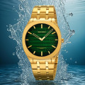 Чоловічий класичний годинник Skmei 9372GDGN Gold-Green з металевим браслетом та мінеральним склом