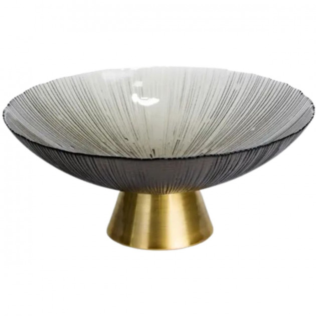 Фруктовниця скляна "Gold & Grey" 24 см на золотій ніжці Yiwu HP-34-118