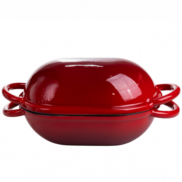 Форма-жаровня для хліба чавунна емальована 1,4 л, червоний Yiwu HP-FLG-23 RED