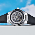 Чоловічий механічний годинник Benyar BY-5207 Black-Silver-White з автопідзаводом та шкіряним ремінцем