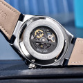 Чоловічий механічний годинник Benyar BY-5207 Black-Silver-White з автопідзаводом та шкіряним ремінцем