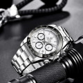 Чоловічий годинник Benyar BY-5169 Silver-White зі сталевим браслетом, хронографом та тахіметром
