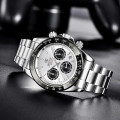 Чоловічий годинник Benyar BY-5169 Silver-White зі сталевим браслетом, хронографом та тахіметром