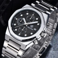 Чоловічий наручний годинник Benyar BY-5216 Silver-Black з хронографом та сталевим браслетом