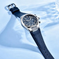 Чоловічий годинник Benyar BY-5206 Silver-Blue з хронографом та шкіряним ремінцем