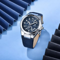 Чоловічий годинник Benyar BY-5206 Silver-Blue з хронографом та шкіряним ремінцем