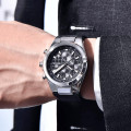 Чоловічий годинник Benyar BY-5206 Silver-Black з хронографом та шкіряним ремінцем