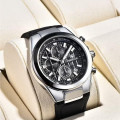 Чоловічий годинник Benyar BY-5206 Silver-Black з хронографом та шкіряним ремінцем
