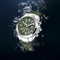 Чоловічий годинник Benyar BY-5206 Silver-Green з хронографом та шкіряним ремінцем