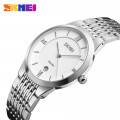 Жіночий класичний годинник Skmei 9139WTSI-B White-Silver B зі сріблястим браслетом та датою