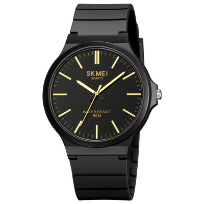 Чоловічий годинник Skmei 2108BKGD Black-Gold з каучуковим ремінцем та захистом 5 ATM