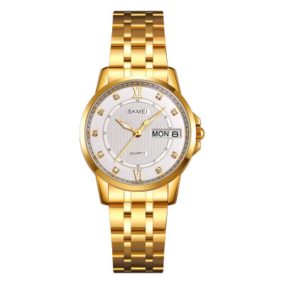 Жіночий годинник Skmei 2085GDSI Gold-Silver у класичному стилі з календарем та металевим браслетом
