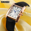 Жіночий класичний годинник Skmei 1085BK Black зі шкіряним ремінцем та мінеральним склом