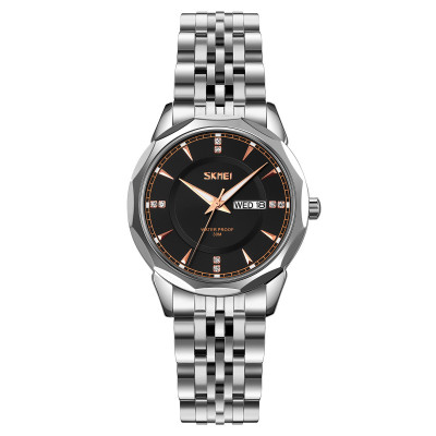 Жіночий годинник Skmei 9264SIBK Silver-Black з металевим браслетом та календарем
