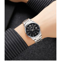 Чоловічий класичний годинник Skmei 2158SIBK Silver-Black з металевим браслетом та мінеральним склом