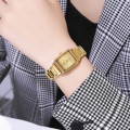 Жіночий годинник Skmei 2237GD Gold у класичному стилі з золотистим браслетом та прямокутним корпусом