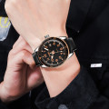 Чоловічий годинник Skmei 9232LRGBK Rose-Gold Black Leather з мінеральним склом та шкіряним ремінцем