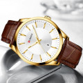 Чоловічий класичний годинник Curren 8365 Brown-Gold-White з коричневим шкіряним ремінцем