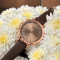 Жіночий класичний годинник Curren 9079 Rose Gold-Coffee з мінеральним склом та коричневим ремінцем