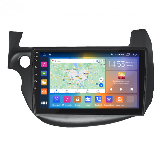Штатная магнитола Lesko для Honda Jazz II Рестайлинг 2011-2014 экран 10" 4/64Gb CarPlay 4G Wi-Fi GPS Prime