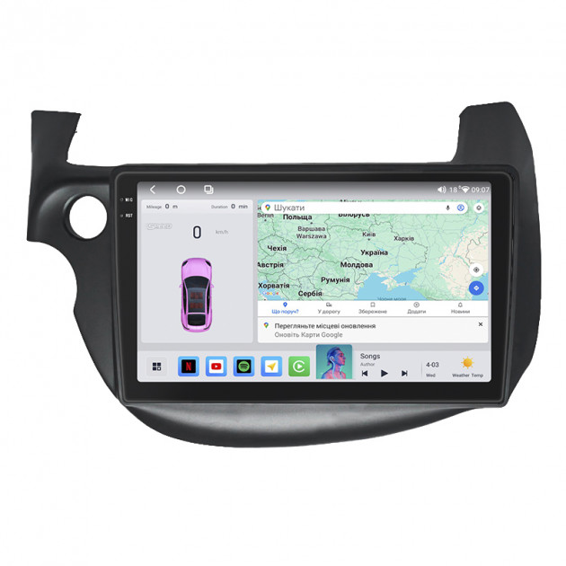 Штатная магнитола Lesko для Honda Jazz II Рестайлинг 2011-2014 экран 10" 4/64 QLED CarPlay 4G Wi-Fi GPS 360 Prime