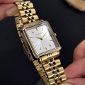 Жіночий годинник Guardo 012803-1 Gold-Silver — класична модель з прямокутним корпусом та золотистим браслетом