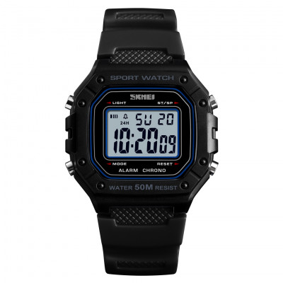 Чоловічий спортивний годинник Skmei 1496BKWT Black-White з електронним циферблатом та підсвічуванням