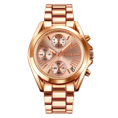Жіночий годинник Skmei 1897RG Rose Gold з хронографом та металевим браслетом