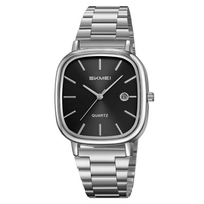 Чоловічий класичний годинник Skmei 2551SIBK Silver-Black з металевим браслетом та датою
