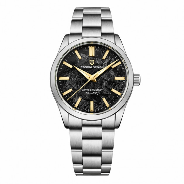 Чоловічий годинник Pagani Design PD-1734 Silver-Black з сапфіровим склом та механізмом SEIKO VH31