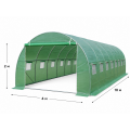 Теплиця садова посилена Primaveo 40 м² (10 × 4 × 2 м) 16 вікон, армована плівка UV-4, оцинкований каркас 25 мм (Зелена)