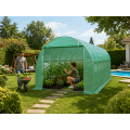 Теплиця садова посилена Primaveo 40 м² (10 × 4 × 2 м) 16 вікон, армована плівка UV-4, оцинкований каркас 25 мм (Зелена)