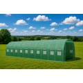 Теплиця садова посилена Primaveo 36 м² (12 × 3 × 2 м) 20 вікон, армована плівка UV-4, оцинкований каркас 25 мм (Зелена)