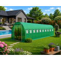 Теплиця садова посилена Primaveo 36 м² (12 × 3 × 2 м) 20 вікон, армована плівка UV-4, оцинкований каркас 25 мм (Зелена)